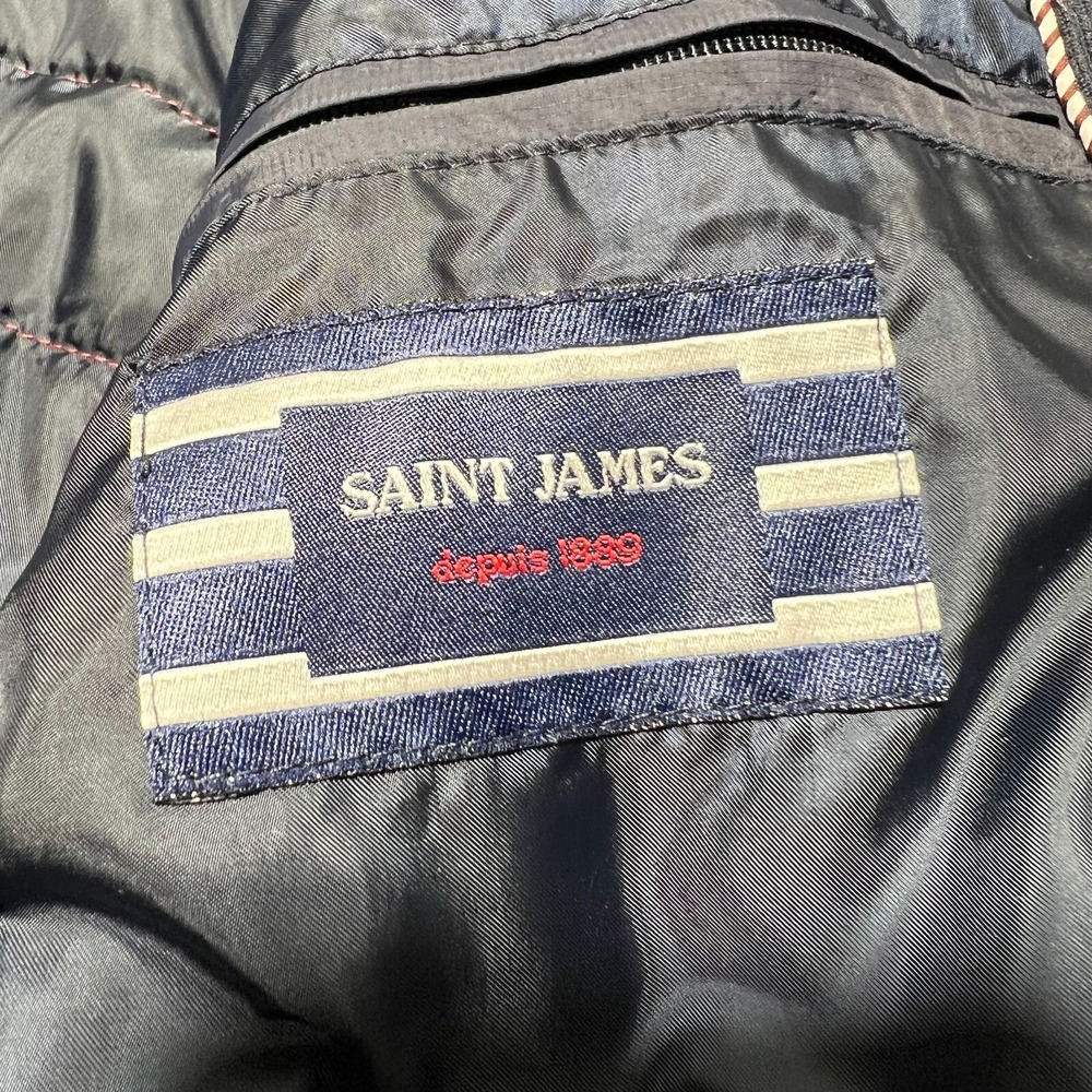 Saint James Men's Navy Blue Long Sleeve‎ Full Zip Quilted Puffer Coat Size 42 L - Picture 10 of 16